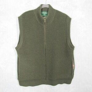 Woolrich Sweater Vest Ducks Unlimited Mens Large Vintage Loden Wool Full Zip